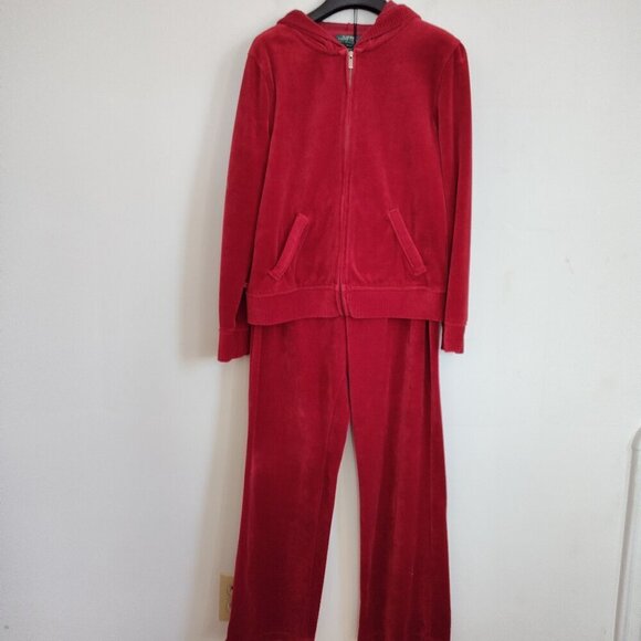 Ladies SZ PS Lauren Ralph Lauren Cinnamon Velour Track Suit - Picture 1 of 6